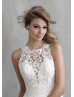 Ivory Lace Tulle Jewel Neckline Unique Modern Wedding Dress 